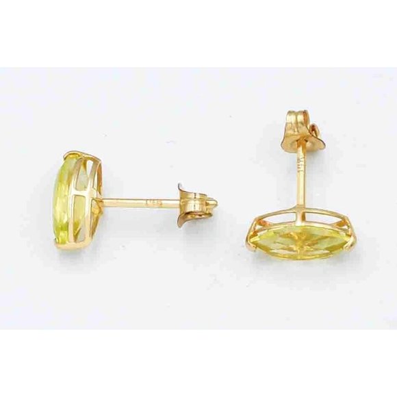 GENUINE 1.32 Cts PERIDOT STUD EARRINGS 14K YELLOW GOLD  Genuine 1.32 Cts Peridot Stud Earrings 14k Yellow Gold